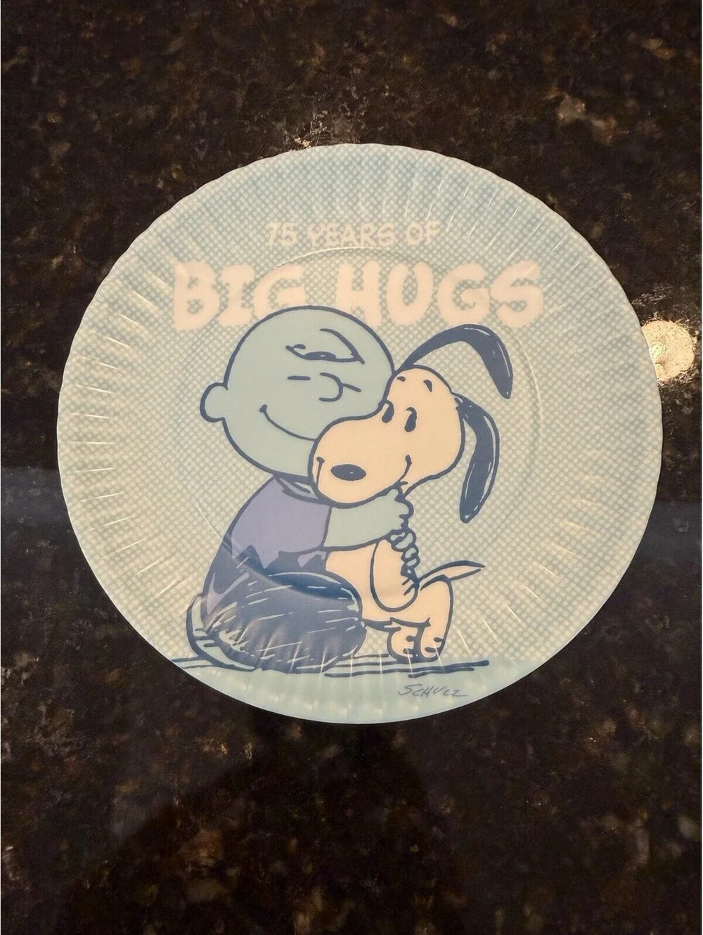 Hallmark Peanuts 75Th Anniversary Plastic Melamine Plates 7” Set Of 4